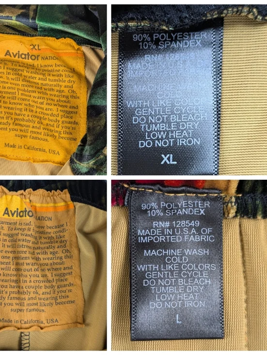 Aviator Nation Tiger Jungle Velvet Track Suit Rainbow Stripe Top XL Pant L F390 - Picture 14 of 14